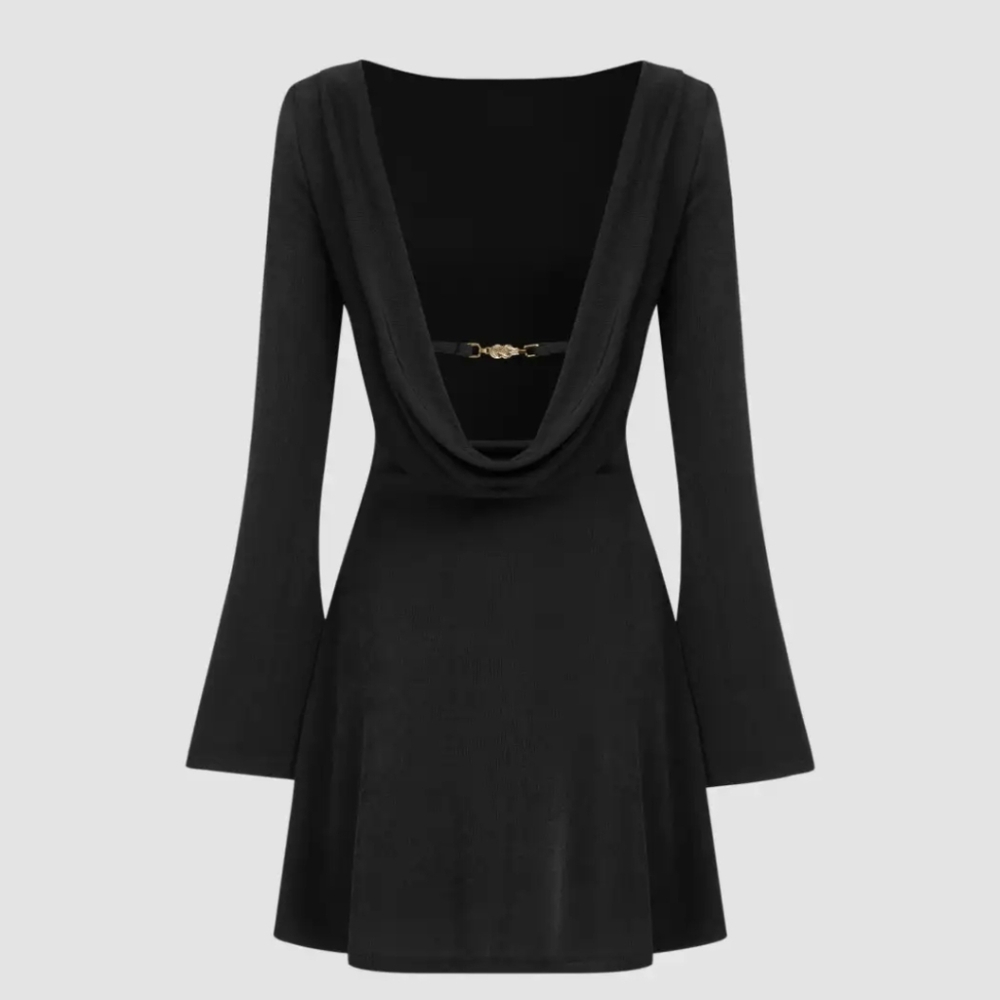 Cider Backless Mini Dress black Stretch Fabric NWT Size Women's Small